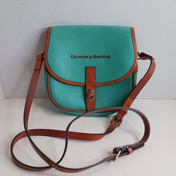 Dooney & Bourke Handbags - Dooney & Bourke Designer Teal Saddle Bag Flap Crossbody Purse Handbag